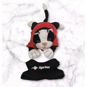 Sprint ASI Black Cat Plush Promo Shirts Stuffed Animal Red Advertising 8" Vtg
